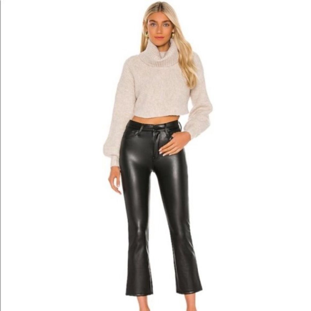 Mother The Insider Ankle Black Faux Leather Cropped Pants Modern NWT